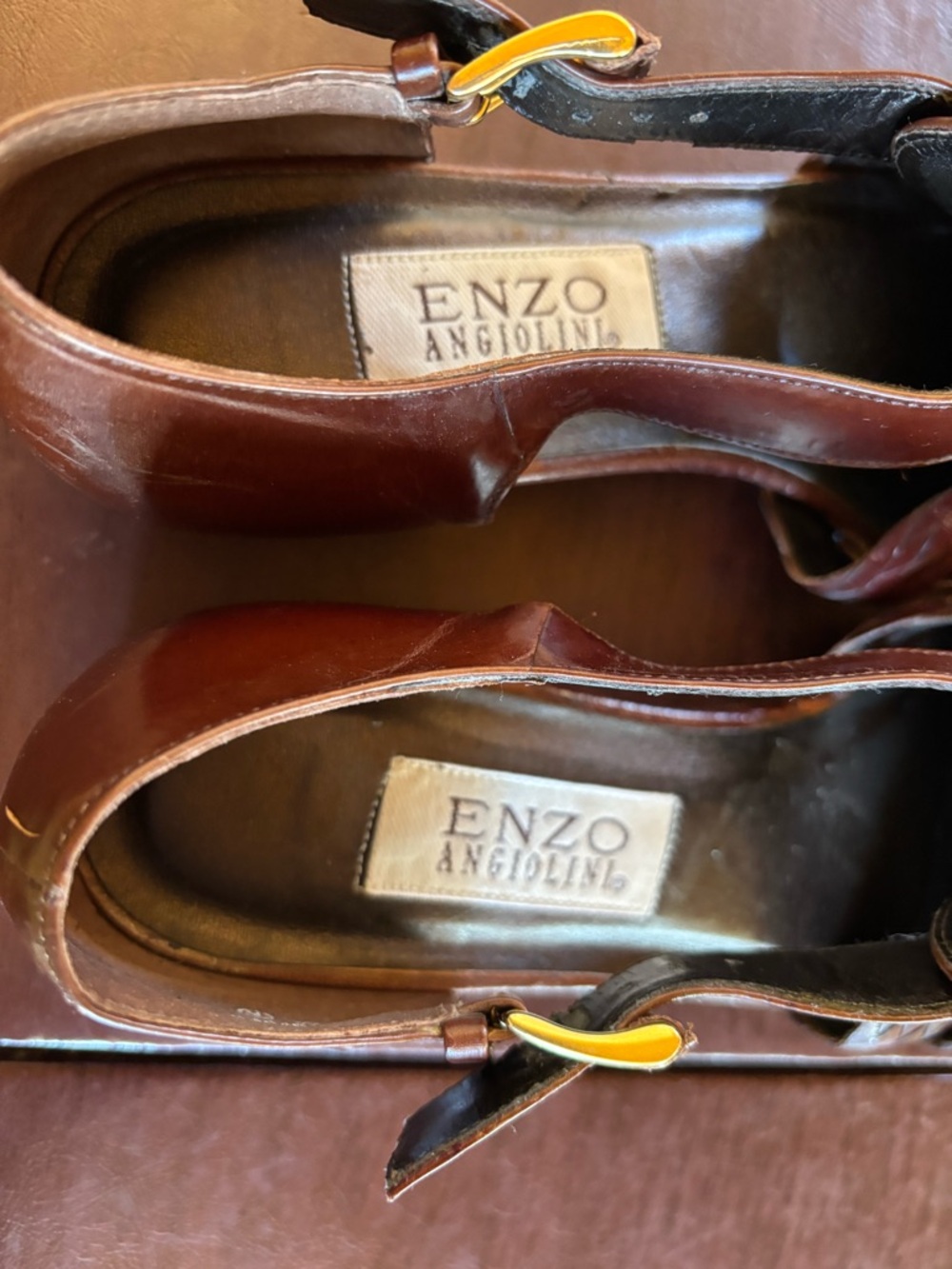 Enzo Angiolini preowned Brown Woven Leather Sandals size 9 - Picture 4 of 6